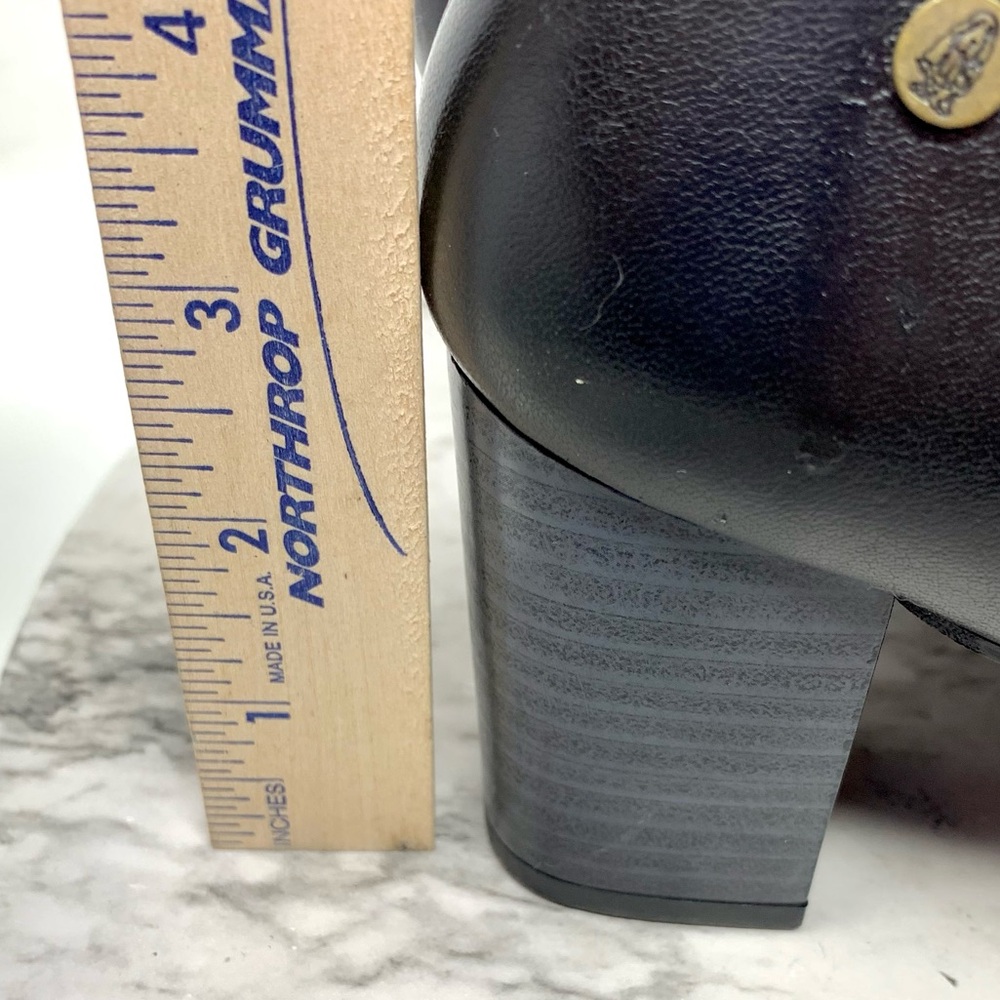 Vintage Hush Puppies Black Leather Mary Jane Comfort Heels 7.5 Classic Coquette - Picture 14 of 15
